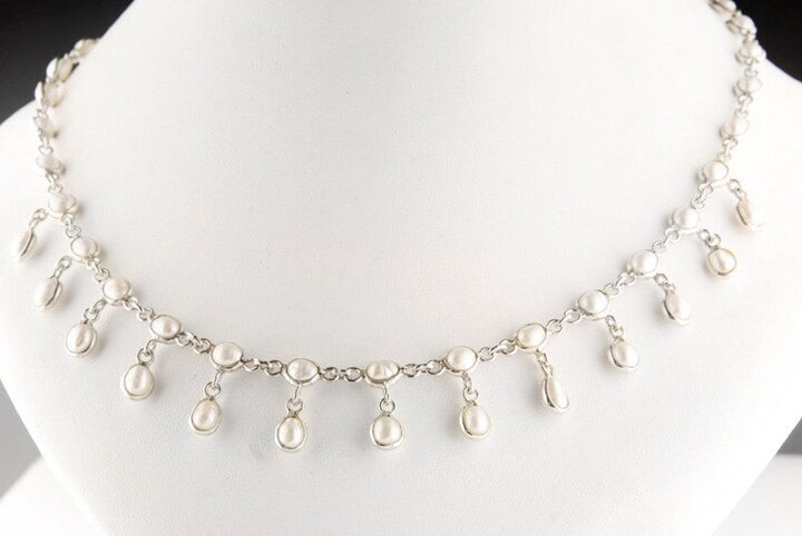 Etsy Freshwater Pearl Sterling Silver Necklace Handmade 1920S Style
