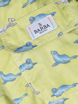 Barba Animal-Pattern Drawstring Swim Shorts