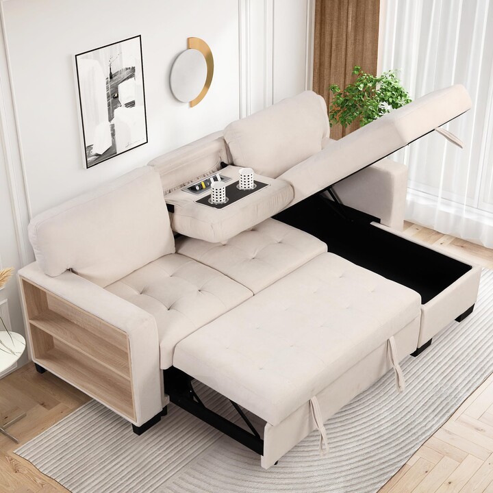 FANUHOME Stylish and Functional Light Chaise Lounge Sectional with ...