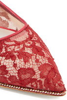 Thumbnail for your product : Rene Caovilla Rene' Caovilla Crystal-embellished Lace And Satin Point-toe Flats
