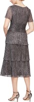 Thumbnail for your product : SL Fashions Women's Metallic Flutter-Sleeve Tiered Midi Dress