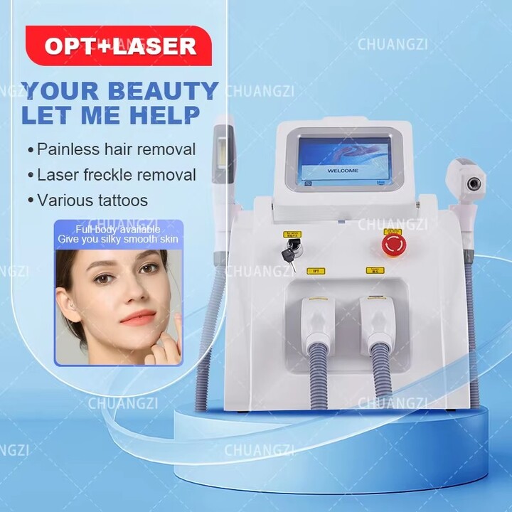 TAIXL Portable Laser 2 In 1 Nd Yag Tattoo Removal Machine IPL OPT L-aser Hair Removal Machine ND YAG Tattoo Removal Hair Laser