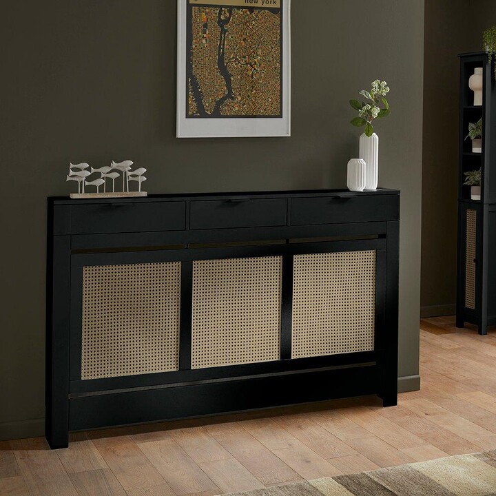 House and Homestyle Large Radiator Cover with Drawers and Rattan Panels ...