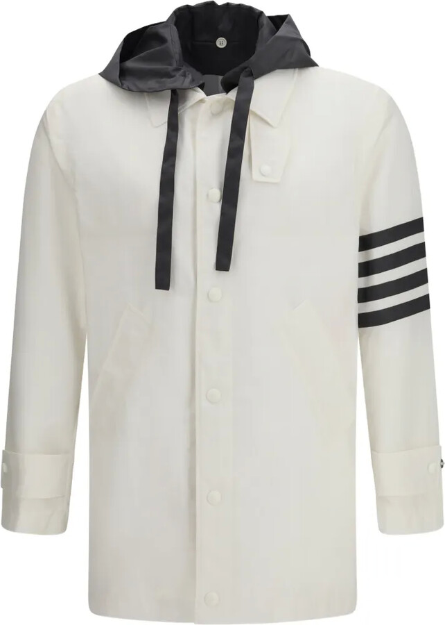 Thom Browne Stripe-Detail Hooded Coat