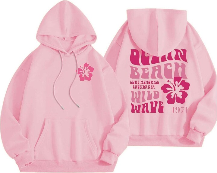 Generic Oversized Cute Graphic Sweatshirts for Women Pink Palm