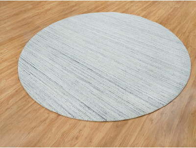 Hokku Designs 10'x10' Ivory Hand Loomed Plain Modern Striae Design Wool Round Rug 758139AEE35149B1955D2DD3E6565C82