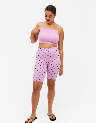 Monki Edda organic cotton dot print short leggings in pink - ShopStyle