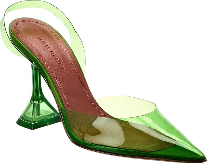 Amina Muaddi Holli Glass Vinyl Slingback Pump