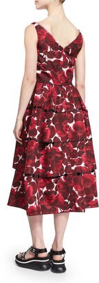 Marc Jacobs Sleeveless Hibiscus-Print Tiered Dress, Pink