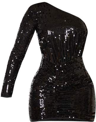 PrettyLittleThing Black Sequin One Shoulder Bodycon Dress