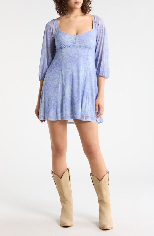 Abound Puff Sleeve Mesh Minidress