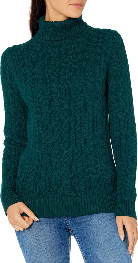 Amazon Essentials Women's Fisherman Cable Turtleneck Sweater (Available in  Plus Size) - ShopStyle