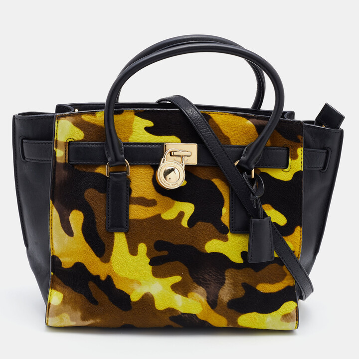 MICHAEL Michael Kors Black/Yellow Camouflage Calfhair and Leather Hamilton  Tote - ShopStyle