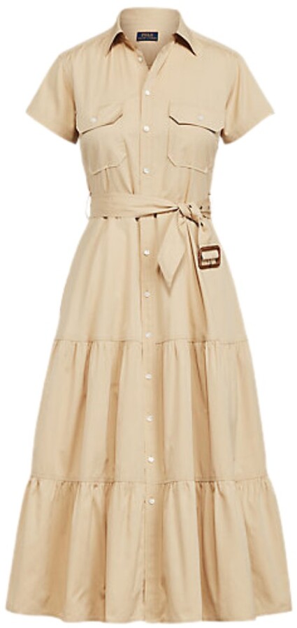 Ralph Lauren Tiered Cotton Midi Shirtdress - ShopStyle Day Dresses