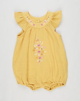 Bebe by Minihaha Girl's Yellow Sleeveless - Izzie Embroidered Romper - Babies - Size 000 at The Iconic