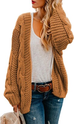 Amazon Brand - HIKARO Women Ladies Cardigans Open Front Thick Knitted  Cardigan Long Sleeve Chunky Soft Outwear Coat for Winter and Autumn Size  6-8 - ShopStyle
