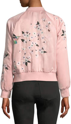 Cupcakes And Cashmere Donya Zip-Front Embroidered Bomber Jacket