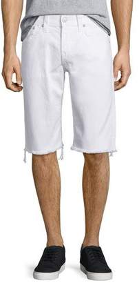 True Religion Ricky Flap-Pocket Cutoff Shorts, White