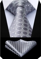 Thumbnail for your product : BIYINI Check Plaid Polka Dots Tie Handkerchief Woven Classic Men's Necktie & Pocket Square Set Wedding Business Navy Blue