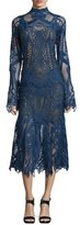 Thumbnail for your product : Jonathan Simkhai Lace Mock-Neck Midi Flare Dress, Navy