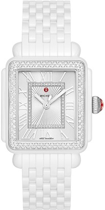 Michele Deco Madison Ceramic Diamond Watch, White