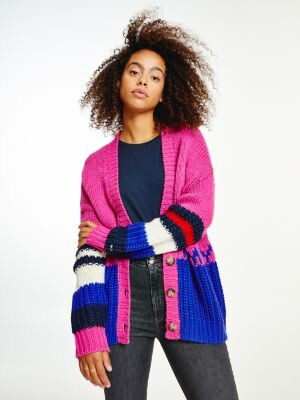 chunky knit multicolor cardigan