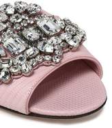 Thumbnail for your product : Dolce & Gabbana Bianca Embellished Lizard-effect Leather Slides
