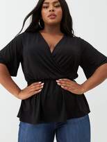 Thumbnail for your product : V By Very Curve Drape Front Jersey Top - Black