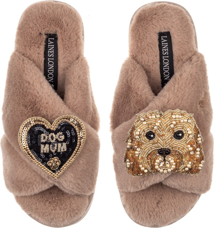 Laines London Women's Brown Classic Laines Slippers With Enki Doo