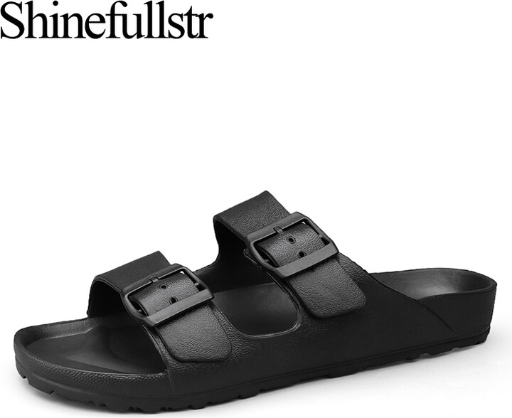 Shinefullstr Summer Adjustable Soft Slides Slippers For Men Flat EVA Slippers Lightweight Anti Slip Slippers Size 34-47 48 49 Dropshipping