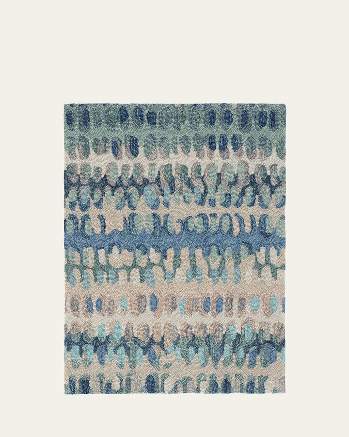 Annie Selke Paint Chip Blue Micro-Hooked Rug, 8' x 10'