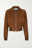 Thumbnail for your product : Officine Generale Jil Cropped Suede Bomber Jacket - Brown
