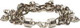 Thumbnail for your product : Alexander McQueen Silver Multi-Chain Skull Pendant Bracelet