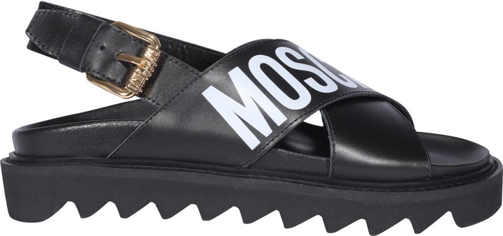moschino logo print sandals