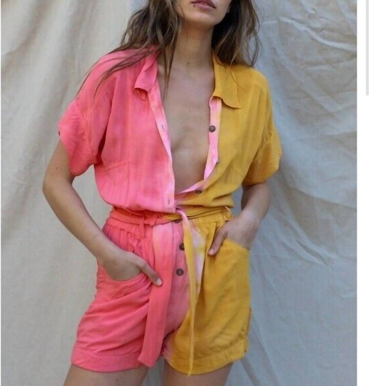 Jens Pirate Booty La Sept Button-Up Romper In Sunburst