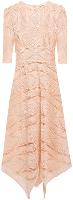 blush lace dress midi