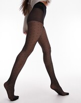 Thumbnail for your product : Topshop polka dot tights in black