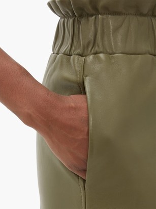 Ganni Leather Wide-leg Trousers - Khaki