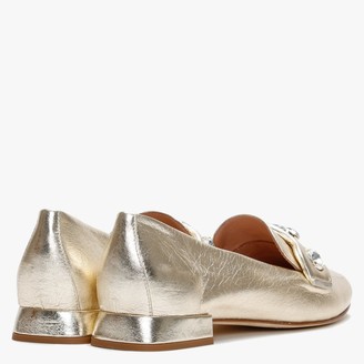 Daniel Natalie Gold Leather Jewelled Loafers