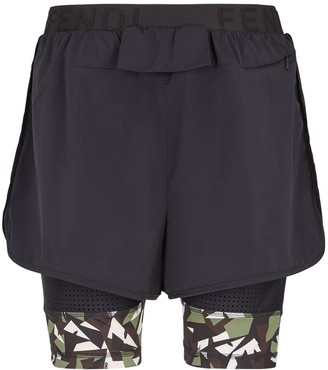 Fendi Bag Bugs camouflage-print running shorts