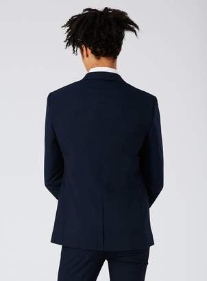 Topman Navy Textured Ultra Skinny Fit Suit Jacket