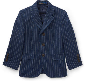 Ralph Lauren Childrenswear Linen Princeton Pinstripe Blazer, Size 4-7