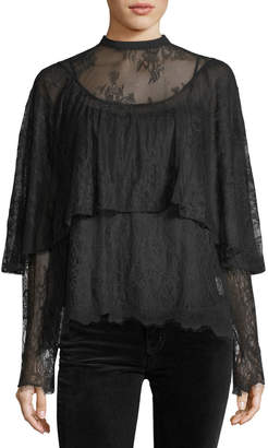 Robert Rodriguez Long-Sleeve Tiered Lace Top