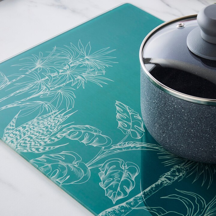 Dunelm Luxe Palm Glass Worktop Saver Emerald ShopStyle Drinkware