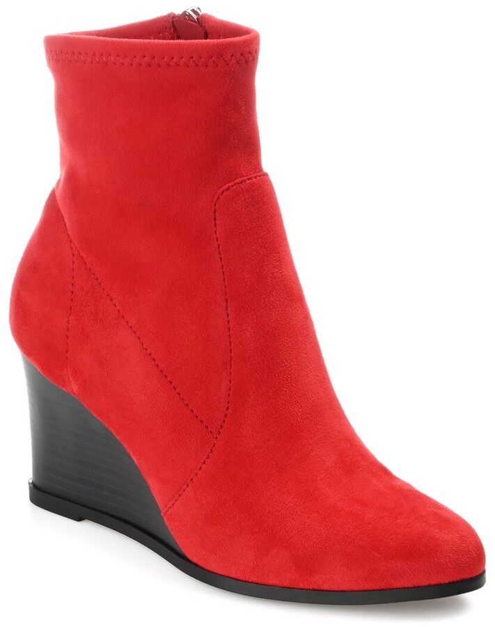 open toe red booties