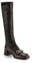 Thumbnail for your product : Prada Nappa Bi-Color Leather Knee-High Boots