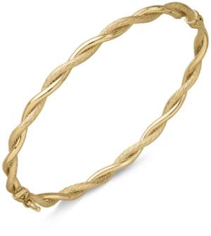 Italian Gold Italian Gold Twist-Style Hinged Bangle Bracelet in 14k Gold