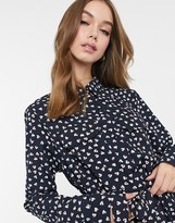 Thumbnail for your product : Brave Soul tie waist midi shirt dress in black with heart print