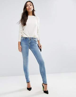 ASOS LISBON Mid Rise Jeans in Zoe Wash