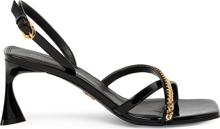 Stella McCartney Women's Elsa 65MM Vegetarian-Friendly Patent Leather Chain Sandals - Black - Size 6